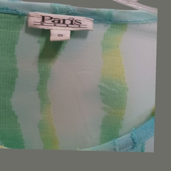 Paris Colorful Layered Tunic Top With 3/4 Sleeves & Abstract Design Size Small - Picture 3 of 10